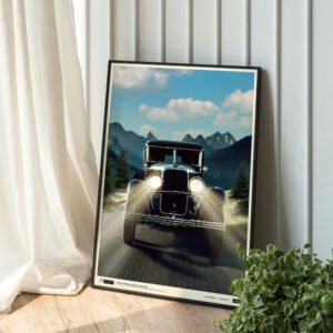 Night Drive Elegance: Classic Ford on Dirt Road poster