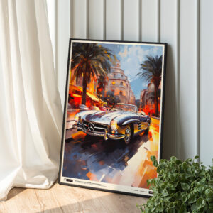 Riviera Romance: Mercedes Benz 300SL on Monte Carlo Streets Poster