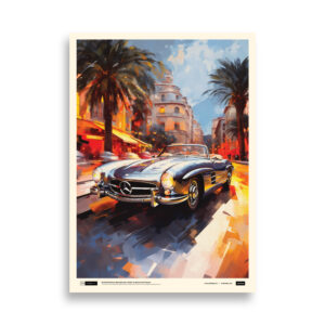 Riviera Romance: Mercedes Benz 300SL on Monte Carlo Streets Poster