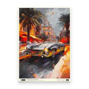 Riviera Romance: Mercedes Benz 300SL on Monte Carlo Streets Poster