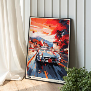 Golden Leaves, Silver Star: Mercedes Benz 300 SL Tribute print