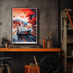 Golden Leaves, Silver Star: Mercedes Benz 300 SL Tribute print